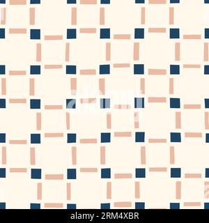 Hand-Drawn Retro Geometric Checks Vector Seamless Pattern Stock Vector