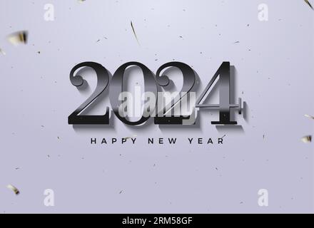 2024 new year with shiny numbers. design premium vector. Stock Vector