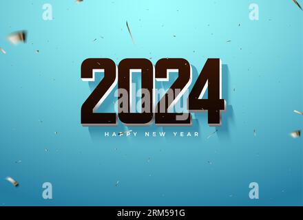 New Year's celebration 2024 with modern number models and simple coloring. design premium vector. Stock Vector