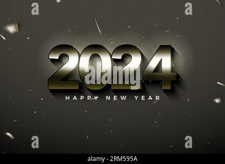 2024 new year celebration with dark color concept and little light effect. design premium vector. Stock Vector