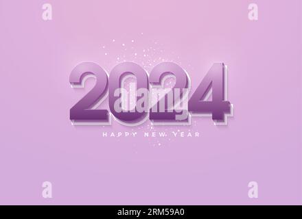 lavender color concept for 2024 new year celebration. design premium vector. Stock Vector
