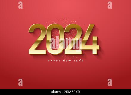 2024 new year celebration with number coloring combined. vector premium design. Stock Vector