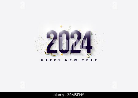 2024 new year celebration with simple and beautiful coloring. design premium vector. Stock Vector