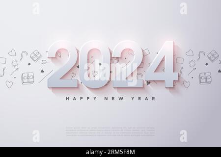 happy new year 2024 with simple image background. design premium vector. Stock Vector