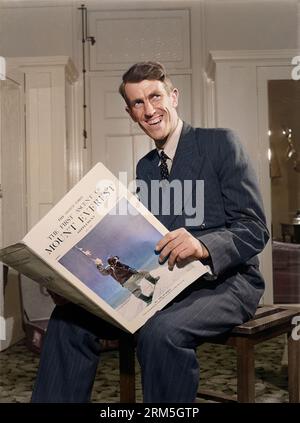 Portrait Sir Edmund Hillary, Australia, July 1953 Stock Photo