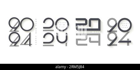 Some modern unique happy new year 2024 designs. premium vector for banner, poster, social media post and calendar. Stock Vector