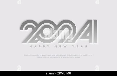 New year number vector design. With thin silver gray numerals. Premium vector design for banner, poster, social media post and calendar. Stock Vector