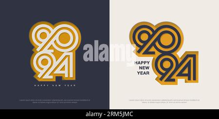 Orange number design with paper cut style number 2024. Premium vector design, modern, clean and unique. design for calendar, greeting and new year cel Stock Vector