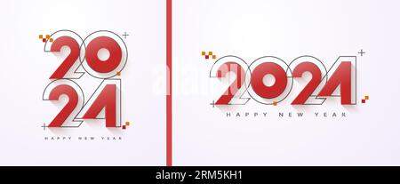 New year design with numbers 2024 modern line art. Vector premium for poster, banner, social greeting and new year 2024 celebration. Stock Vector