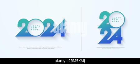 Happy new year design with numbers 2024 colorful gradient. Premium vector design for happy new year 2024 celebration. Stock Vector