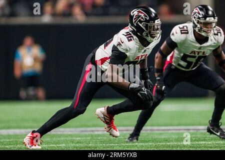 Atlanta Falcons defensive end Zach Harrison (96) lines up during