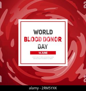 National Donor Day. Square banner. Blood funnel, whirlpool, swirl. Illustration in a realistic style. Hemophilia. blood diseases. For banner, website Stock Vector