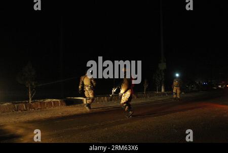 Bildnummer: 60790183  Datum: 03.12.2013  Copyright: imago/Xinhua     (131204) -- KABUL, Dec. 3, 2013 (Xinhua) -- Afghan soldiers stand guard at the site of blast in Kabul, Afghanistan on December 3, 2013.(Xinhua/Ahmad Massoud) AFGHANISTAN-KABUL-BLAST PUBLICATIONxNOTxINxCHN Gesellschaft Anschlag Explosion Sicherheit Militär xsp x0x premiumd 2013 quer Stock Photo