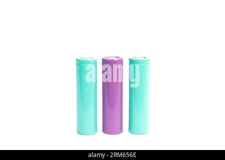 Colorful batteries isolated on white background Stock Photo