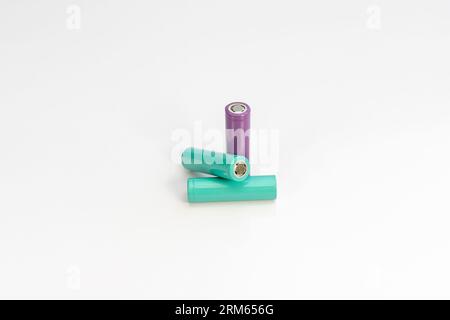 Rechargeable batteries on a white background Stock Photo