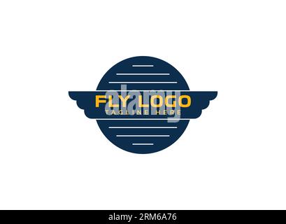 Fly Wings Circle Logo Design Template for business or company, modern minimalist logos traveling agency or flying Wing Birds, personal branding Stock Vector