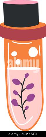 Magic potion or herbs in glass bottle with cap Stock Vector