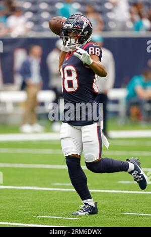 Houston Texans wide receiver Johnny Johnson III (89) during pregame warmups  before an NFL preseason game against the New Orleans Saints on Saturday,  August 13, 2022, in Houston. (AP Photo/Matt Patterson Stock