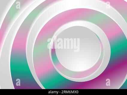 Holographic abstract rings circles geometric background. Vector design Stock Vector