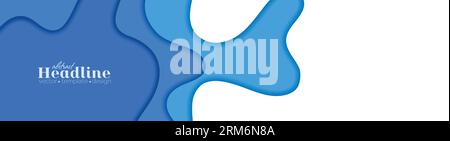 Abstract blue wavy papercut material background. Vector design Stock Vector