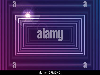 Bright neon glowing rectangle frame abstract background. Vector design Stock Vector