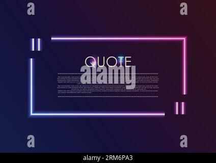 Quote speech bubble abstract laser neon frame background. Vector design Stock Vector