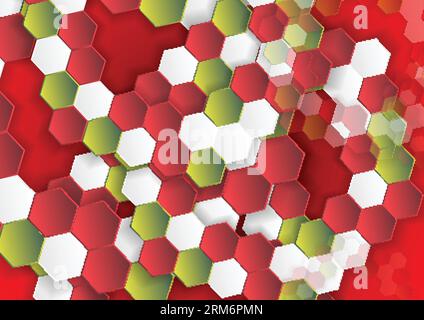 Multicolored hexagons abstract geometric background. Vector tech design Stock Vector