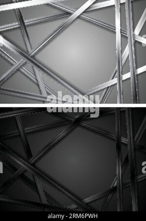 Black and grey silver metallic glossy backgrounds. Vector illustration Stock Vector