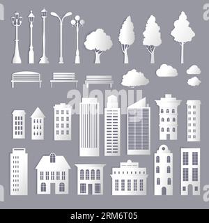 City infrastructure and architecture, park items Stock Vector