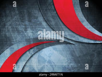 Grunge wavy corporate contrast red and blue texture background. Vector illustration Stock Vector