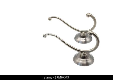 Stainless steel hooks for hanging cloths isolated on a white background Stock Photo