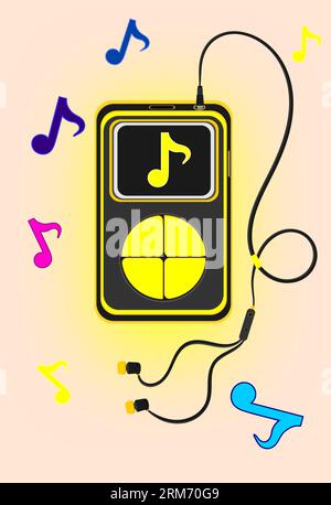 earphones device with music notes Stock Vector Image & Art - Alamy