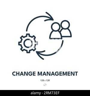 Change Management Icon. Manager, HR, Staff. Editable Stroke. Simple Vector Icon Stock Vector