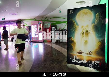 Beijing, China. 30th July, 2023. A poster of film 'Chang An' is seen at a cinema in Haidian District of Beijing, capital of China, July 30, 2023. Credit: Ren Chao/Xinhua/Alamy Live News Stock Photo