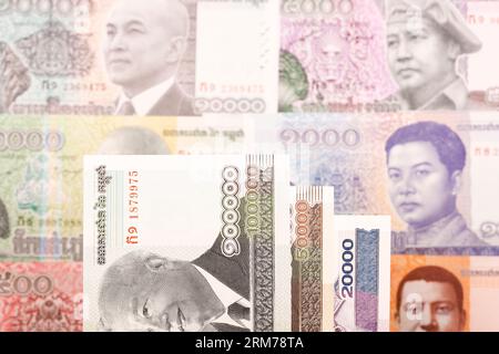 Cambodian money - riel a business background Stock Photo