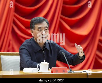 (140220) -- BEIJING, Feb. 20, 2014 (Xinhua) -- Chinese Vice Premier Wang Yang, also a member of the Political Bureau of the Communist Party of China Central Committee, addresses a workshop for ministers and provincial governors on the comprehensive advancement of the reform, which is demanded by the third plenary session of the 18th central committee of the CPC, in Beijing, capital of China, Feb. 20, 2014. (Xinhua/Wang Ye) (wf) CHINA-BEIJING-WANG YANG-CPC-WORKSHOP (CN) PUBLICATIONxNOTxINxCHN   Beijing Feb 20 2014 XINHUA Chinese Vice Premier Wang Yang Thus a member of The Political Bureau of Th Stock Photo