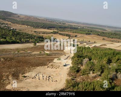 (140220) -- JERUSALEM, Feb. 20, 2014 (Xinhua) -- Filed photo taken on Sept. 18, 2013 shows remnants of ancient village near the so-called Burma Road, some 35 km west of Jerusalem. Remnants of a 2,300-year-old village were discovered west of Jerusalem, Israel Antiquities Authority announced on Feb. 18, 2014. The village was unearthed last month near the so-called Burma Road . The excavations, which covered about 750 square meters, revealed a small rural settlement with a few stone houses and a network of narrow alleys, the Israeli Antiquities Authority said in a statement. Each building, which Stock Photo