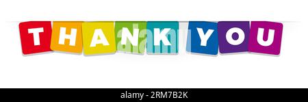 The word Thank you. Vector banner with the text colored rainbow. Stock Vector