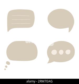 Speech bubbles in simple flat style. Set of empty shapes for thoughts, text, notes. Vector illustration isolated on white background Stock Vector