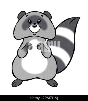 Cartoon Illustration of Cute Raccoon Animal Stock Photo - Alamy