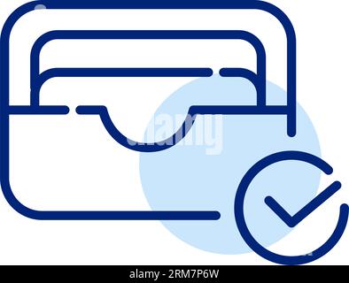 Card holder with checkmark. Approved secure payment method. Pixel perfect icon Stock Vector