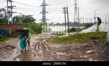 Rainy day street photography, Image captured on September 14, 2022, from Ruhitpur, Bangladesh Stock Photo