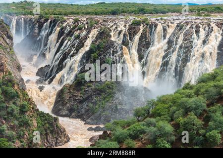 Ruacana waterfall in Angola in full flood Stock Photo