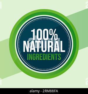 Pure natural ingredients green label badges logo for supplements and food products Stock Vector