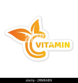 Vitamin c colorful sticker. Vector micronutrients label. Stock Vector