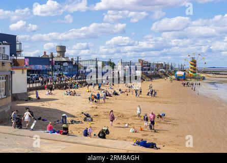 Cleethorpes Beach with Cleethorpes Fun Fair on the sands at Cleethorpes Lincolnshire England UK GB Europe Stock Photo