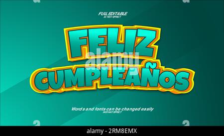 Vector happy birthday in Spanish 3d text effect cumpleanos Stock Vector