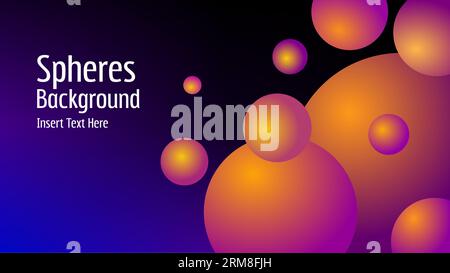 Twilight orange and purple pink spheres with copy space sample text placeholder background Stock Vector
