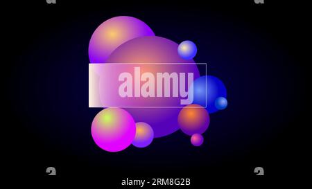 Twilight pastel colors 3d spheres with rectangle frame copy space background Stock Vector