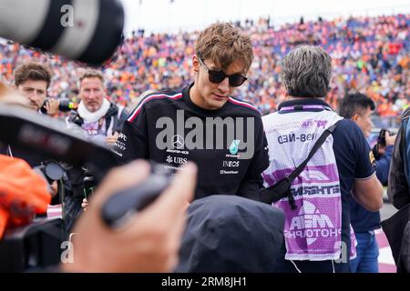 Zandvoort, Netherlands. 27th Aug, 2023.George Russell 63 (GBR), Mercedes W14 driver parade during the FORMULA 1 HEINEKEN DUTCH GRAND PRIX 2023 at CM.com Circuit Zandvoort, Netherlands on 27 August 2023 Credit: Every Second Media/Alamy Live News Stock Photo